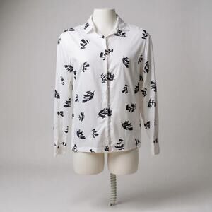 YoungLA Shirt Sz L White Black Button Up Casual Scarface Viscose Abstract